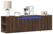 barna tölgyszínű fali TV-szekrény LED-del 135x31x39,5 cm