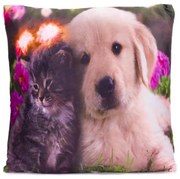 DIVERO Dekoratív párna LED világítással  kutya 38 x 38 cm