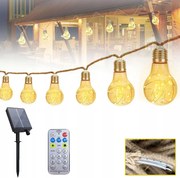 Napelemes Led kerti girland 16 x Led izzók Napelemes labdák 7,8m Távirányító