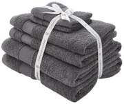 Sötétszürke frottír pamut törölköző és fürdőlepedő készlet 6 db-os Anti-Bacterial – Catherine Lansfield
