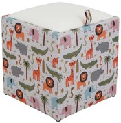 Kocka puff tárolóval állat mintás-bézs N