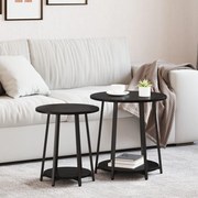 vidaXL Kisasztal készlet polcokkal 2 pcs Fekete tölgy