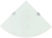 Fehér üveg sarokpolc króm tartóval 25x25 cm