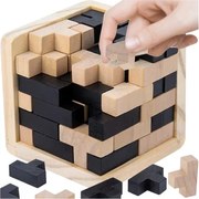 Fa kirakós kocka, 52 elemes kreatív logikai kirakójáték gyerekeknek és felnőtteknek
