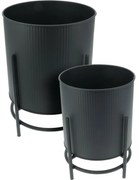 Celano fém virágállvány-készlet, fekete, 2 db