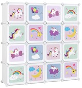 Játéktároló, műanyag polcos szekrény gyerekeknek, fehér