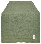 Zöld steppelt asztali futó 40x140 cm pamut