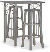 3 darabos antracitszürke fa és acél bárszett