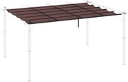 Outsunny Pergola Tető 3.5x2.6 m Húzható Csere Napernyő 10 Leeresztő Lyukkal Barna | Aosom