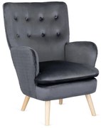 Füles Fotel Szürke Bársony Kárpittal. SANTOS