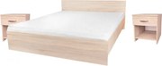 Pietro II NEW Kétszemélyes 140x200 bútor szett Adormo 15 cm matraccal és 2 éjjeliszekrénnyel – sonoma N