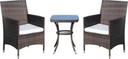 Outsunny Poly Rattan Kerti Bútor Szett, Kültéri Lounge Erkély Bútor 2 Személyre, 3-Részes Ülőgarnitúra, 2 Szék, Asztal Ülőpárnákkal, Kerti Lounge Kert