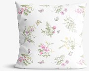 Goldea pamut párnahuzat - színes réti virágok fehér alapon 45 x 45 cm