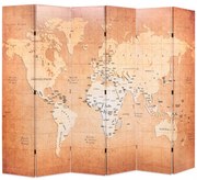sárga világtérkép mintás paraván 228 x 170 cm
