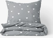 Goldea pamut ágyneműhuzat - szívecskék, szürke alapon 140 x 200 és 70 x 90 cm