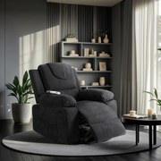 Elektromosan Vezérelhető Masszázsfunkciós Relaxfotel Fekete Színben, Felállást Segítő Funkcióval. FENIX