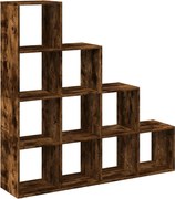 vidaXL 4 szintes füstös tölgy elválasztó könyvespolc 131,5x29x131,5 cm