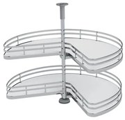 Konyhai fémrács, sarokszekrénybe, 3/4 kör kosár, króm-fehér, 810mm átmérő, oszloppal, 400mm ajtókhoz, Sige Infinity Plus 361