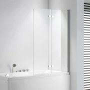 Stuxi Ravenna 100x140 összecsukható 2 szárnyú kádparaván 6 mm vastag vízlepergető biztonsági üveggel, krómozott elemekkel