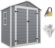 Outsunny Szerszámos Szekrény 2.12m² 183x134x210 cm Kertesház Gyalogos Tetővel, Zárható Ajtóval, Ablakokkal, Padlólemezzel, Időjárásálló Kerti Ház, Kül