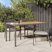 vidaXL szürke polyrattan és akácfa kerti asztal 150 x 90 x 75 cm