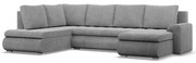 Tokio U sarokkanapé, 3 ágyneműtartóval, kordbársony, baloldali, szürke