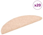 20 db öntapadós lépcsőszőnyeg, világosbarna, félkör alakú, 56 x 17 x 3 cm