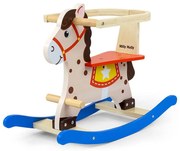 Fából készült hintaló háttámlával Milly Mally Lucky 12 kék-piros