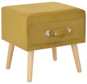 mustársárga bársony éjjeliszekrény 40 x 35 x 40 cm
