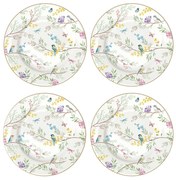 Vintage porcelán desszertes tányér 4 db szett Birds Melody