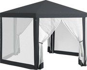 Outsunny 4x4m Hatszögletű Kerti Pavilon Hálós Falakkal, 2 Ajtóval, Állítható Lábakkal, Fém és Poliészter Pavilon Cövekekkel és Kötéllel, Szürke | Aoso
