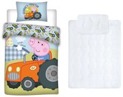 Peppa malac gyerek, ovis ágyneműhuzat és paplan/párna szett 100x135 cm 40x60 cm (Tractor)