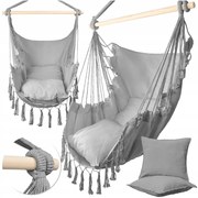 Brazil függőszék 2 db párnával, 130 x 100 cm, szürke, 120 kg teherbírással