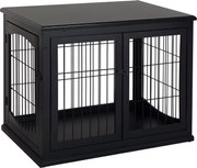 PawHut Otthoni Kutyaketrec, Kutyaház 2 Bejárattal, Zárható Kutyaketrec, Kutyaház Kisméretű Kutyák Számára, Fekete, 58,5 x 81 x 66 cm | Aosom