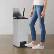 ezüst ujjlenyomat-mentes rozsdamentes-acél pedálos kuka 30L