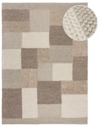 Bézs kézi szövésű gyapjúkeverék szőnyeg 160x230 cm Minerals Patchwork – Flair Rugs