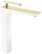 Mexen Indus magas mosdócsaptelep, fehér/arany - 744610-25