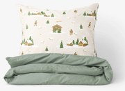 Goldea karácsonyi pamut ágyneműhuzat duo - karácsonyi dalok, zsálya színű hátoldal 140 x 200 és 70 x 90 cm