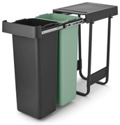 Mentazöld-sötétszürke műanyag szelektív beépíthető szemetes 60 l Sort&amp;Go – Brabantia