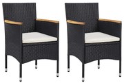 vidaXL 2 db fekete kerti polyrattan étkezőszék