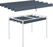 Outsunny Cserélhető Napernyő 2.85 x 2 m Pergolához, Retractable Wave Napernyő Esőlefolyó Lyukkal, UV Védelem 30+, Télálló Árnyékoló Kertbe, Erkélyre,