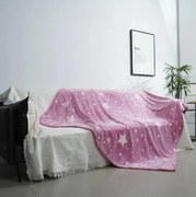 Sötétben fluoreszkáló XL takaró 180 x 150 cm, rózsaszín-csillagos