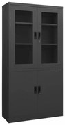 antracitszürke acél irodai szekrény 90 x 40 x 180 cm