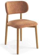 MAZZONI EXPORT ALMO Terrakotta (Danny 204 szövet)/lakkozott tölgyfa váz - RETRO FA SZÉK NAPPALIBA ÉTKEZŐBE KONYHÁBA