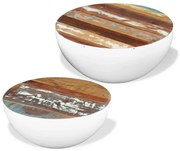 2 db csésze alakú tömör újrahasznosított fa dohányzóasztal