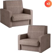 2 db-os szett, egyszemélyes ágyazható fotel bézs színben MILAN 1