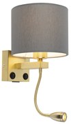 Art Deco fali lámpa arany színben, USB-vel és szürke búrával - Brescia
