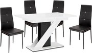 Maasix WGBS Magasfényű Fehér-Fekete 4 személyes étkezőszett Fekete Elvira székekkel N