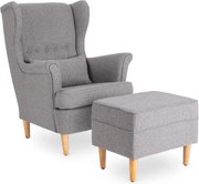Fotel Wypoczynkowy EVAN 2 z Podnóżkiem Szary