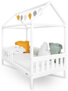 Gyermek ház alakú ágy korláttal és ágyráccsal New Baby CASTELLO 160x80 cm fehér